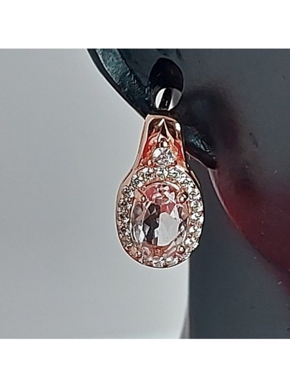 Natural Morganite 7x5mm & Cz 925 Sterling Silver Jewelry Earrings